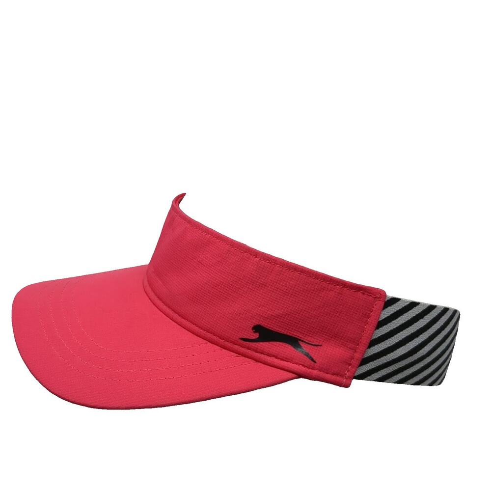 Slazenger Visor Pink One Size Black White Striped Elastic Back Panther Logo Hat